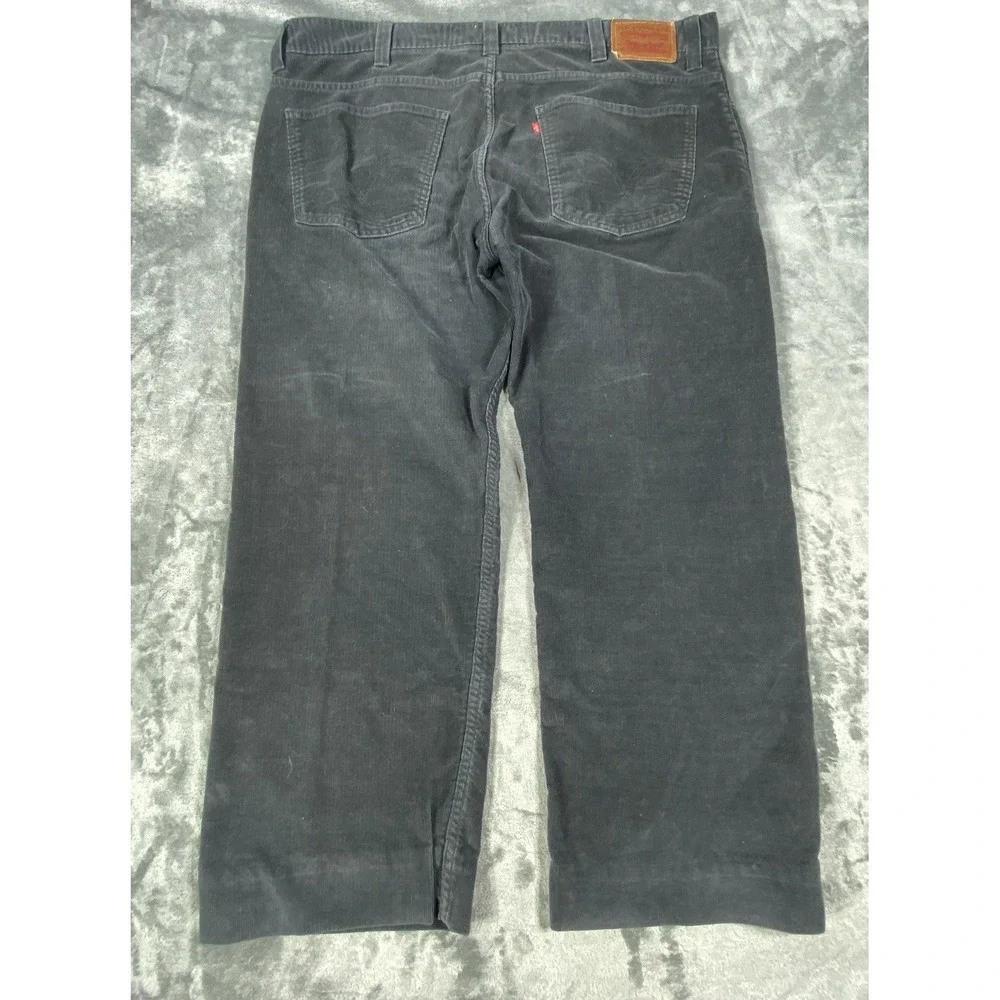 Levi's 549 Corduroy Pants Mens 42x27 Black Low Loose Cords Y2K Heavy Cotton‎